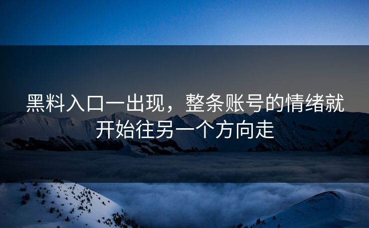 黑料入口一出现,整条账号的情绪就开始往另一个方向走 第1张 黑料入口一出现,整条账号的情绪就开始往另一个方向走 第1张