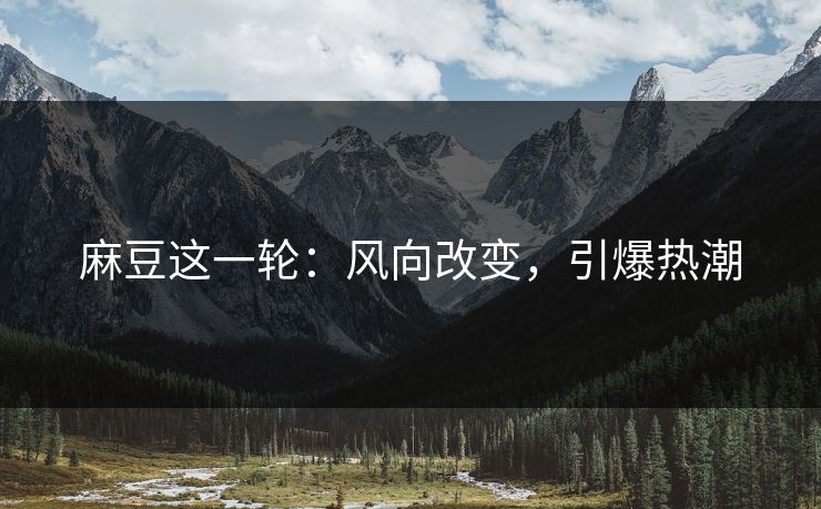 麻豆这一轮：风向改变，引爆热潮  第1张