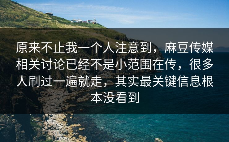 原来不止我一个人注意到，麻豆传媒相关讨论已经不是小范围在传，很多人刷过一遍就走，其实最关键信息根本没看到  第1张