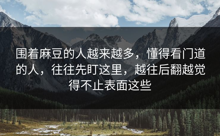围着麻豆的人越来越多，懂得看门道的人，往往先盯这里，越往后翻越觉得不止表面这些  第1张