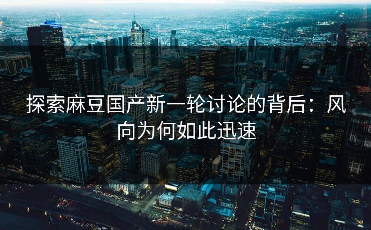 探索麻豆国产新一轮讨论的背后：风向为何如此迅速  第1张