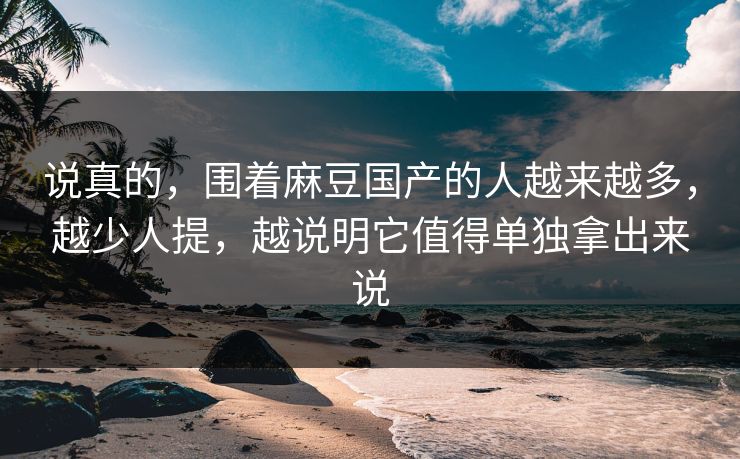 说真的,围着麻豆国产的人越来越多,越少人提,越说明它值得单独拿出来说 第1张 说真的,围着麻豆国产的人越来越多,越少人提,越说明它值得单独拿出来说 第1张