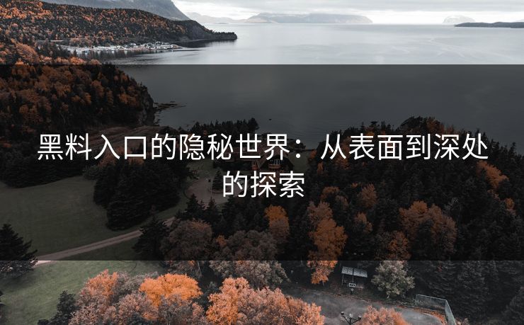 黑料入口的隐秘世界:从表面到深处的探索 第1张 黑料入口的隐秘世界:从表面到深处的探索 第1张