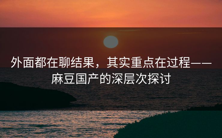 外面都在聊结果,其实重点在过程——麻豆国产的深层次探讨 第1张 外面都在聊结果,其实重点在过程——麻豆国产的深层次探讨 第1张
