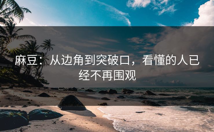 麻豆:从边角到突破口,看懂的人已经不再围观 第1张 麻豆:从边角到突破口,看懂的人已经不再围观 第1张